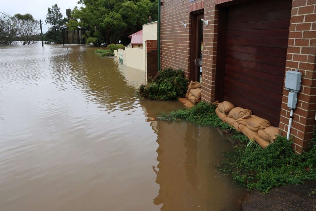Floodwater surrounding a residential property